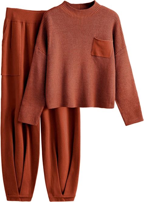 Amazon.com: Tanming Womens 2 Piece Outfits Sweater Sets Long Sleeve ...