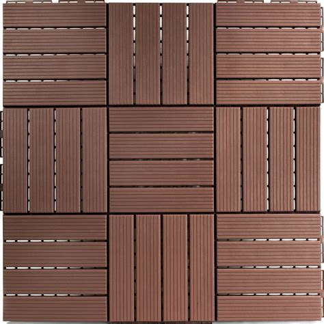 FPD6185 - Straight Groove Coffee Interlocking Deck Tiles - by FloorPops