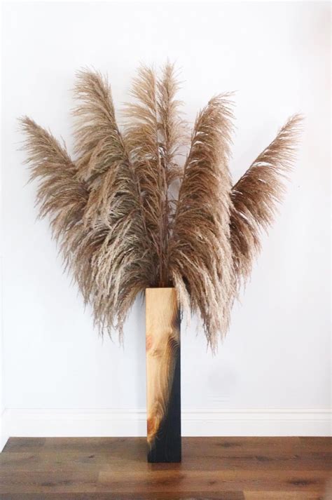 Large Wood Floor Vase | Modern Boho Planter | Pampas Grass Vase | Wood ...