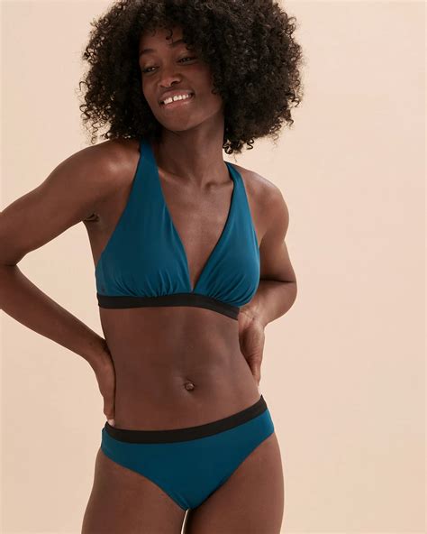 SEATONIC Vita Contrast Triangle Bikini Top - Dark green | Bikini Village