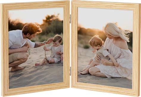 Amazon.com - Axeman 8x10 Double Picture Frame - Solid Oak Wood Vertical ...