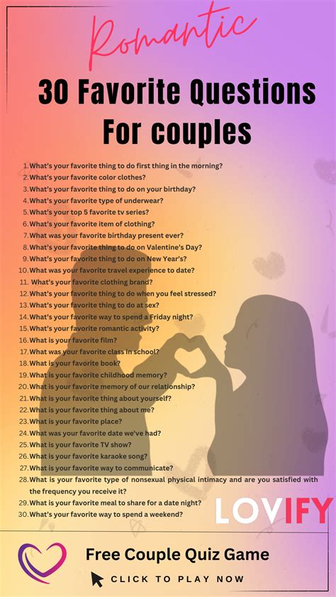 30 Favorite Questions For couples in 2024 | Fun relationship questions ...