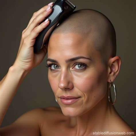 Jennifer Aniston Shaving Head with Hair Clippers | Stable Diffusion Online