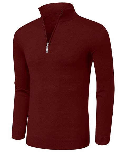 Aiyino Men's Quarter Zip Up Long Sleeve Sweaters Slim Fit Lightweight ...