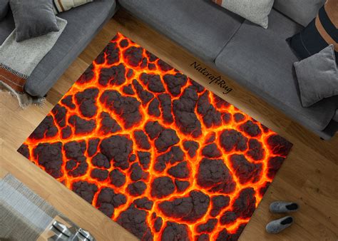 Hot Lava Rug, Lava Pattern Rug, Volcano Floor Rug, Living Room Area ...