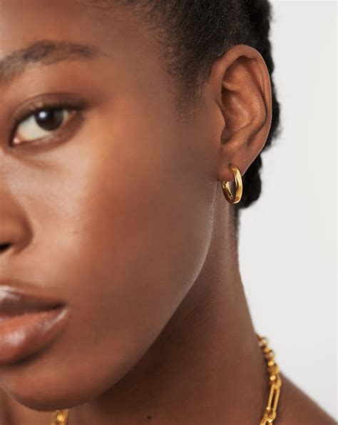 Classic Flat Small Hoop Earrings | 18ct Gold Plated Vermeil Earrings ...
