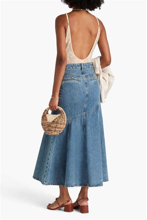 ZIMMERMANN Denim midi skirt | THE OUTNET