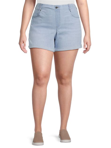 Time and Tru Women's Pull-On Denim Shorts, 5" Inseam, Sizes XS-XXL ...