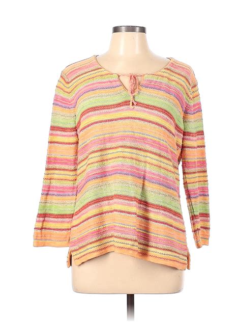 Talbots Color Block Stripes Pink Pullover Sweater Size L - 72% off ...