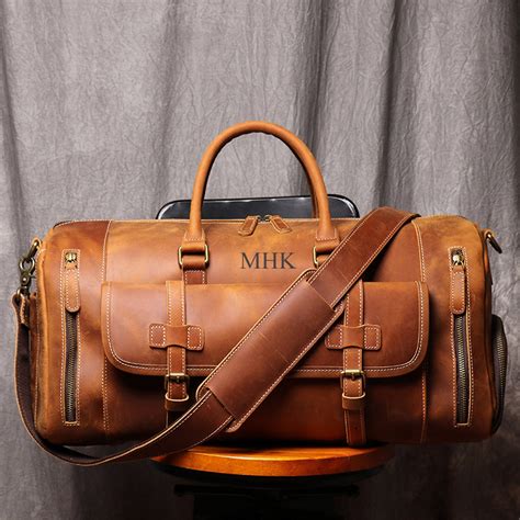Personalized Mens Travel Bag Full Grain Leather Duffel Bag - Etsy Canada