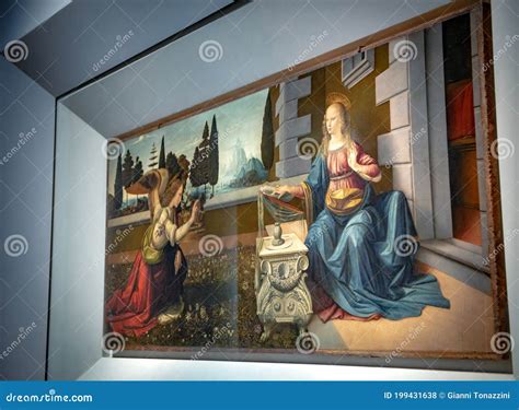 The Annunciation by Leonardo Da Vinci Editorial Stock Photo - Image of ...