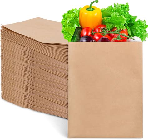 Amazon.com: Fuutreo 150 Pcs Paper Grocery Bags with Handles 12"x7"x17 ...