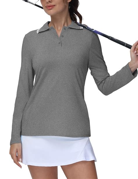 LOVRUBY Women's Polo Shirts Long Sleeve Golf Collared Shirts UPF 50 ...