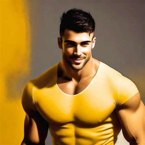 A Handsome Young Masculine Man with Yellow T-shirt Looking Sexy Portrait 22736035 Stock Photo at ...