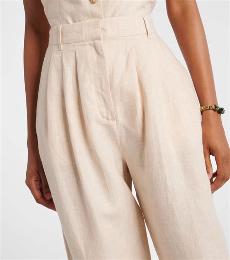 Lucille pinstripe linen barrel-leg pants in beige - Posse | Mytheresa