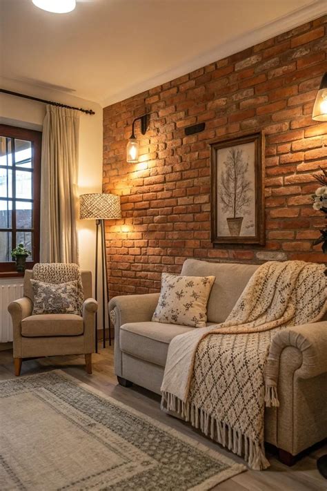 21+ Stylish Brick Accent Wall Ideas for Your Living Room | Decoração da ...