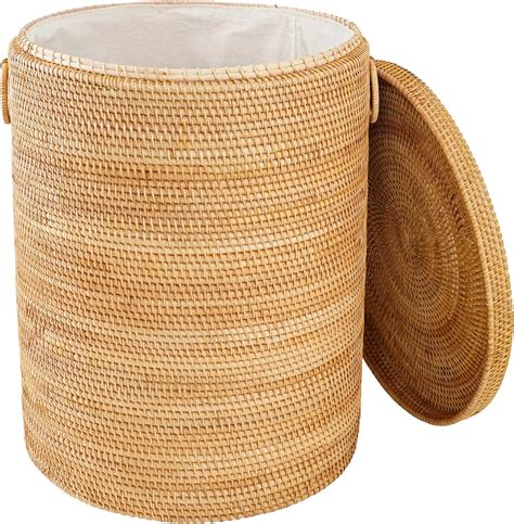 Amazon.com: Peslran 19"×15.7"×15.7" Rattan Laundry Basket With Handle, Rattan Laundry Hamper ...