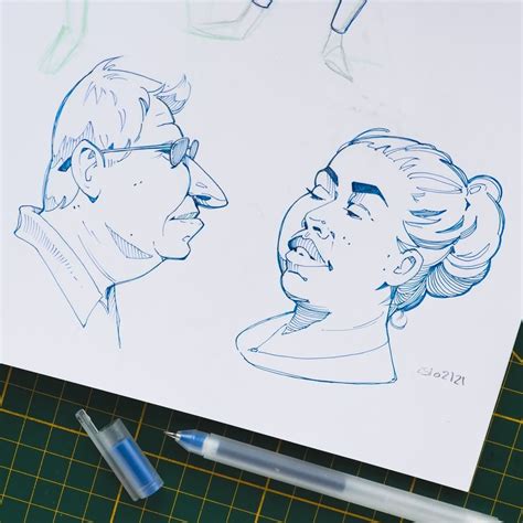 Maylee on Instagram: "Quick face studies with pen, referencing @earthsworld 💙" | Face study ...