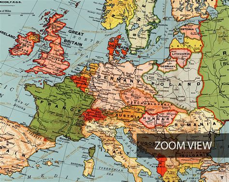 Map of Europe Poster, Bacon's Standard Map of Europe (1830–1922), High Resolution Vintage Map ...