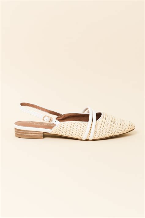Abby Cream Raffia Leather Slingback Mule - Blue Bungalow AU