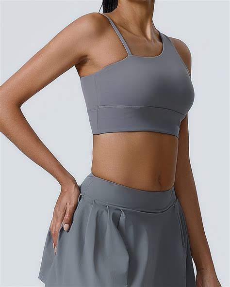 Heloise One-Shoulder Sports Bra - Grey - Amelia Activewear