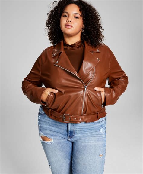 And Now This Trendy Plus Size Faux-leather Moto Jacket In Chocolate ...