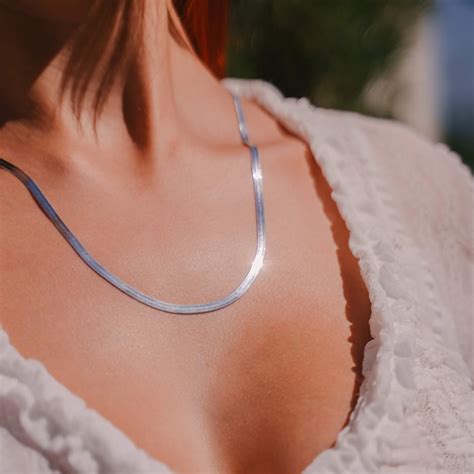 Sterling Silver Herringbone Chain Necklace for Women | Lirys Jewelry ...