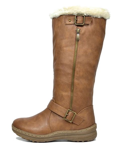 DREAM PAIRS Women's Winter Fully Fur Lined Zipper Closure Snow Knee ...