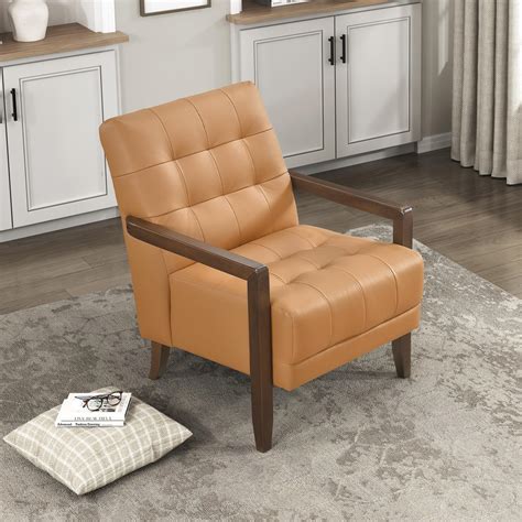 Amazon.com: Lexicon Modern Accent Chair, Luxury Genuine Leather Living ...