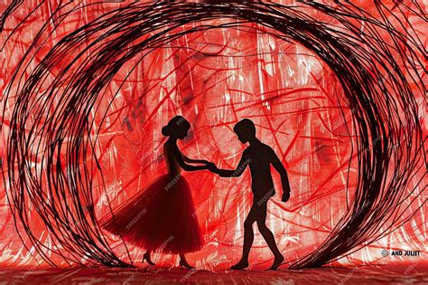 Premium Photo | Romeo And Juliet abstract vibrant red thread forms a ...