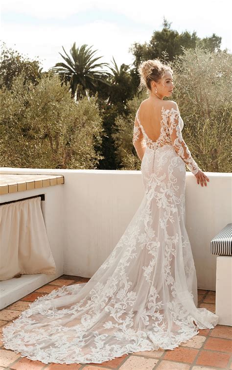 Lace Fit-and-Flare Bridal Dress with Illusion Neckline