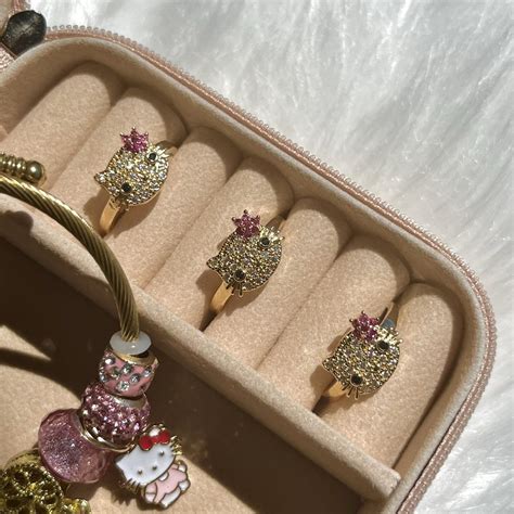 14K Gold Plated Hello Kitty Ring. Adjustable.... - Depop