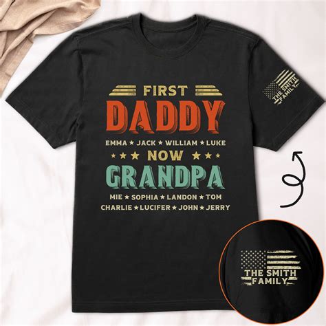 First Dad Now Grandpa Custom Title & Kids Names - Personalized Shirt ...
