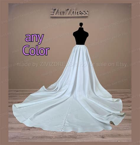 Satin Bridal Open Front Skirt With Back Pearls, Bridal Satin Overskirt, Detachable Satin ...