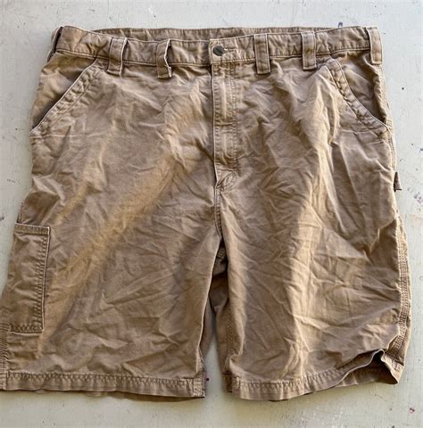 Men's Carhartt Shorts Beige Solid 44 Zip Workwear Rel… - Gem
