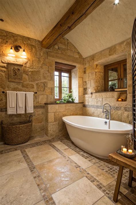 26+ Charming Rustic Travertine Bathroom Ideas