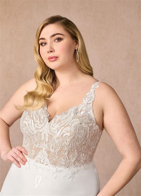 Diamond White/Nude Azazie Clementina A-Line V-Neck Sequins Stretch Crepe Chapel Train Dress | Azazie