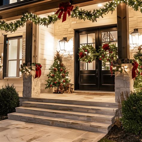Elegant Holiday with Warm Lights Front Porch Concept