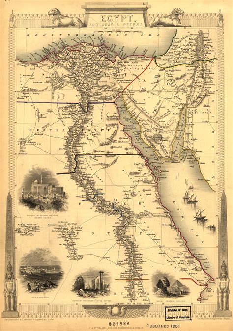 Egypt Map, Map of Egypt, Old Map of Egypt, Vintage Map Print, Ancient Maps, Old Maps, Vintage ...