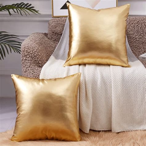 Amazon.com: EUCIOR Decorative Pillow,Gold Pillow Covers 22x22 ...