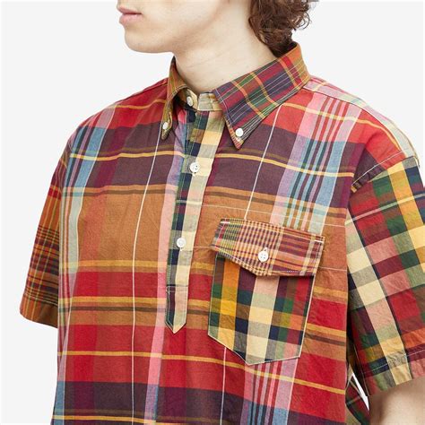 Engineered Garments Men's Popover Button Down Short Sleeve Shirt in Red ...