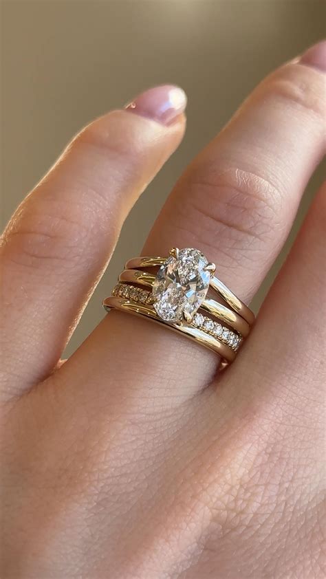 Oval Solitaire Stack | Wedding rings, Stacked engagement ring, Wedding ...