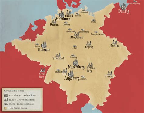 Largest German Cities (1600) - Vivid Maps | Germany map, Map ...