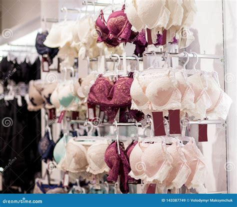 Women`s Bras for Sale in Market. Vareity of Bra Hanging in Lingerie ...