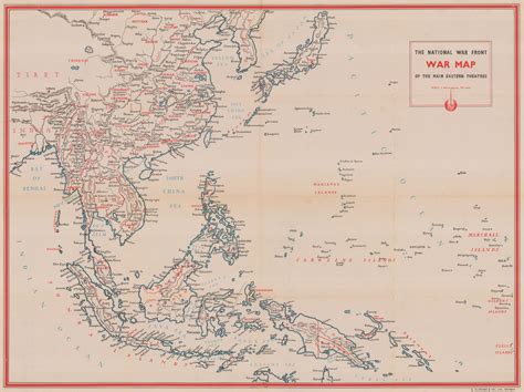 National War Front, WW2 Map of the Pacific Theatre, 1944 c. | The Map House