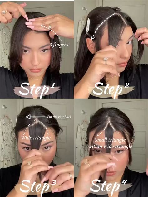 Step-by-Step Guide to Cutting Curtain Bangs at Home | Short hair with ...