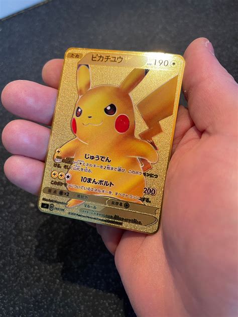 Gold Metal Pikachu Japanese Pokemon Playing Card - Etsy UK