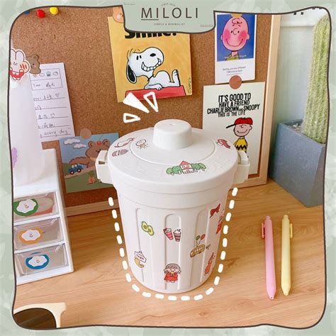 [MILOLI] White Mini Trash Bin Aesthetic Dustbin Mini Small Trash Can ...