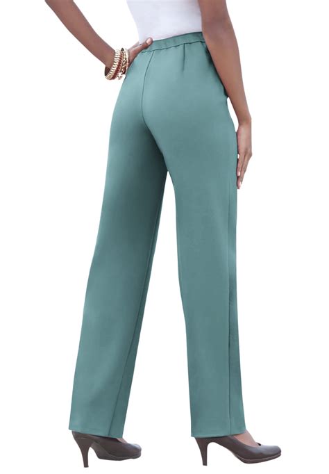 Roaman's Women's Plus Size Classic Bend Over Pant Elastic Waist Pull On ...