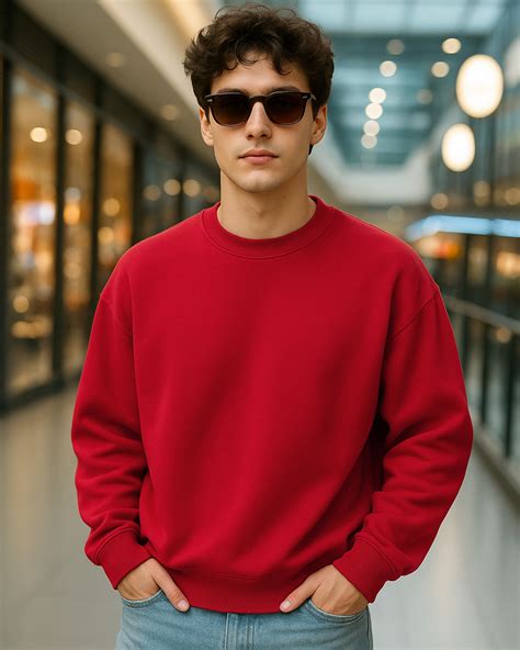 Buy Men's Salsa Red Oversized Sweatshirt Online at Bewakoof